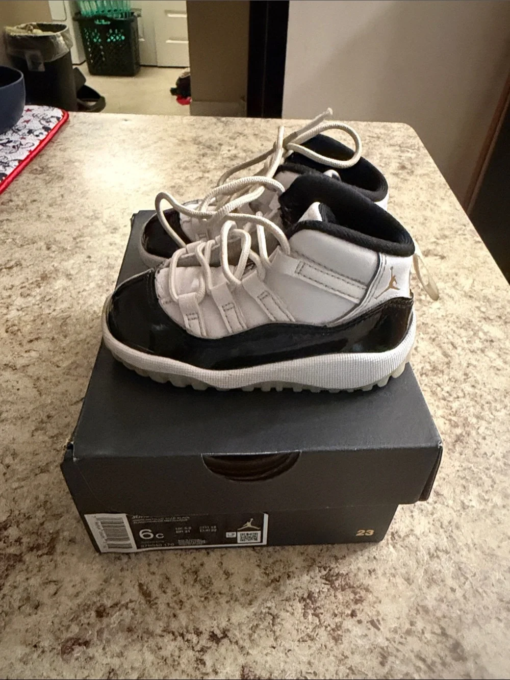 Jordan Baby Walker Shoes in White and Black